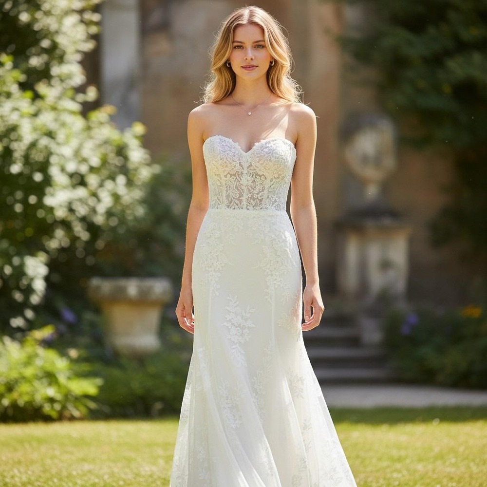 Jovani Wedding Dress Women 12 White Floral Sequin